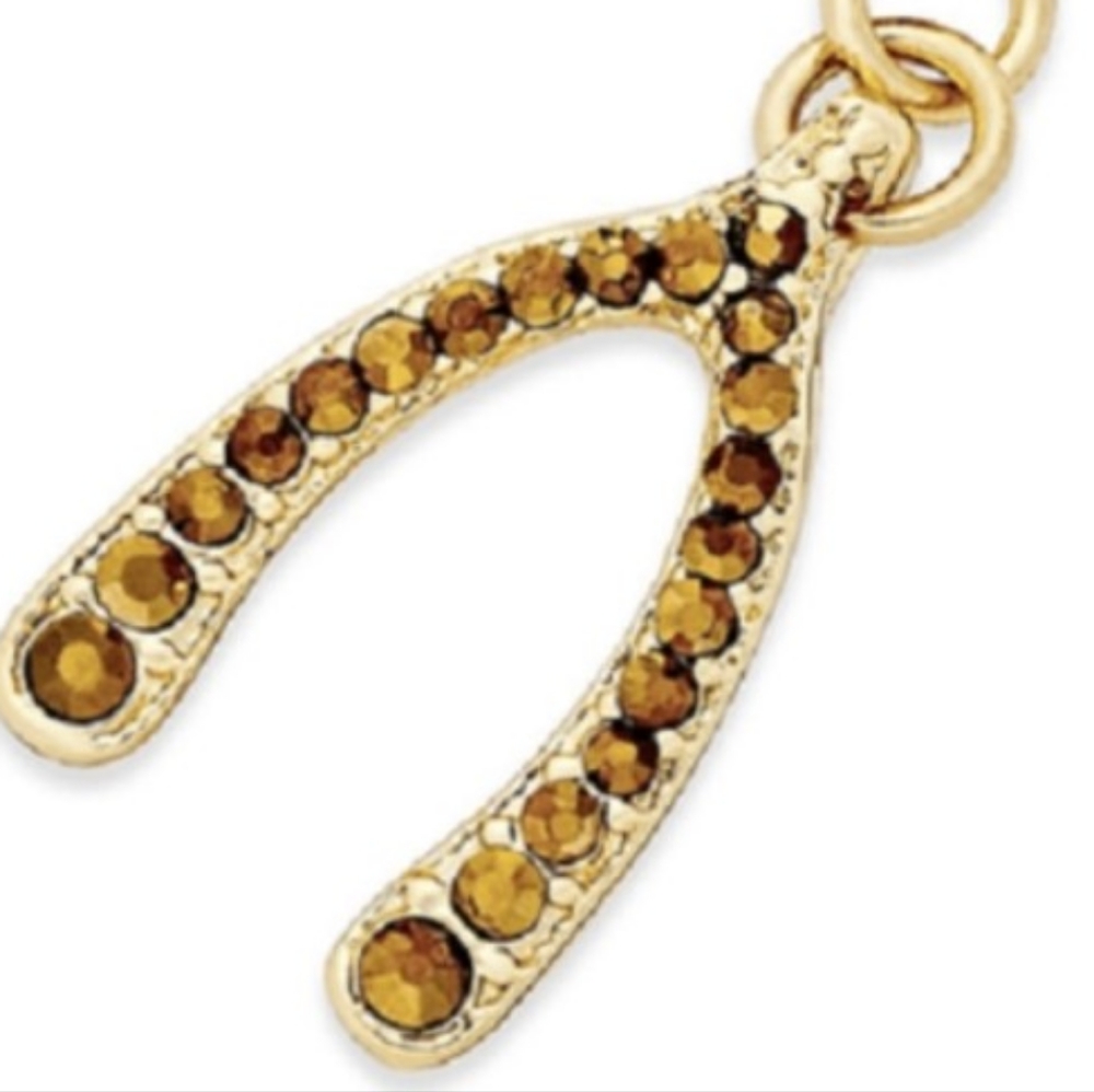 Gold-Tone Swarovski Crystal Wishbone Charm/Pendant 🌞🌞🌞